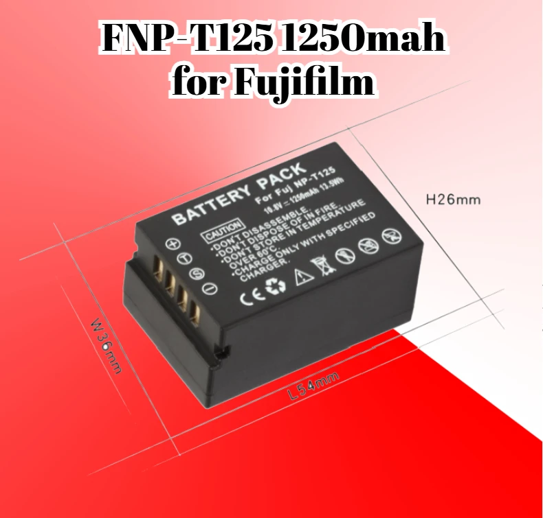 

FNP-T125 Батарея 1250 мАч, полностью декодированная замена для цифровой камеры среднего формата Fujifilm GFX50S GFX50R GFX100 GFX100S