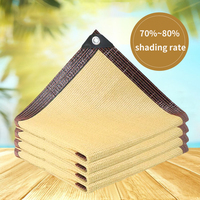 4x4m Outdoor Beige Shading Mesh Outdoor Camping UV Protection Sun Shelters Car Tent Portable Sunscreen Mesh Plant Car Sun Cover