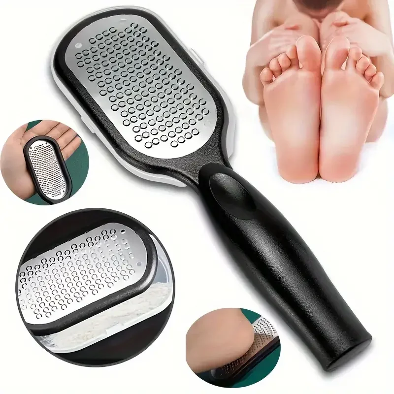 

1pcs Stainless Steel Foot File Professional Stainless Steel Foot File with Dead Skin Storage Box Pedicure Tool Remove Dead Skin