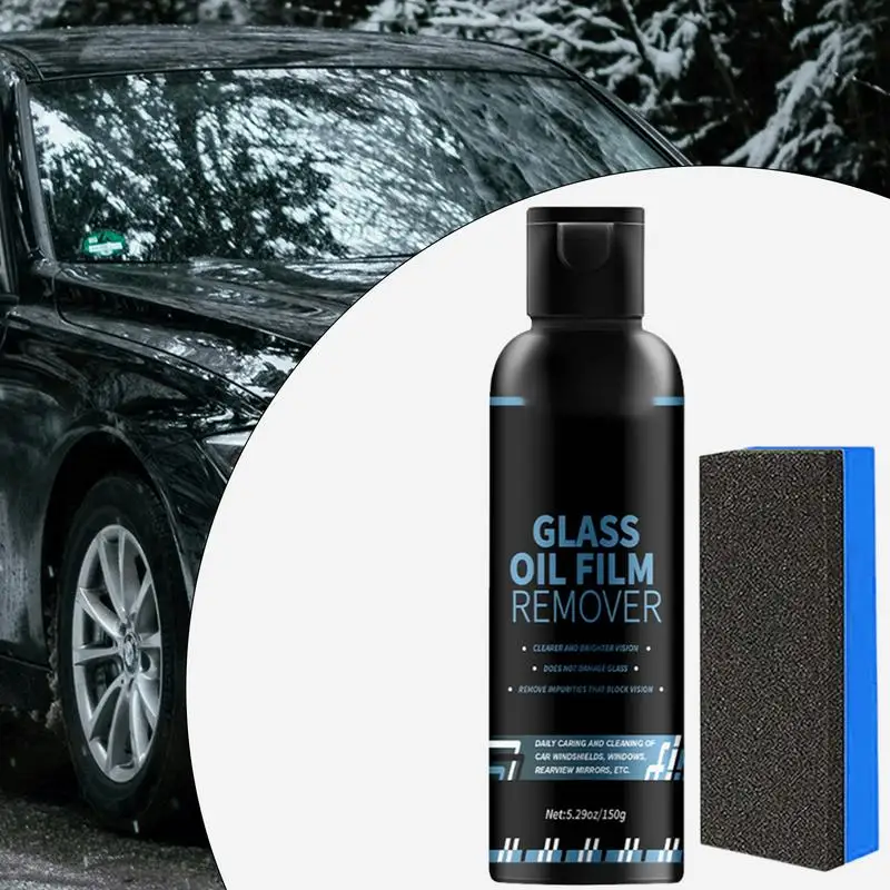 Limpiador de vidrio para coche, limpiador de vidrio versátil para parabrisas, herramienta de limpieza de parabrisas de 150g, limpiador de película de aceite de vidrio en aerosol para coche