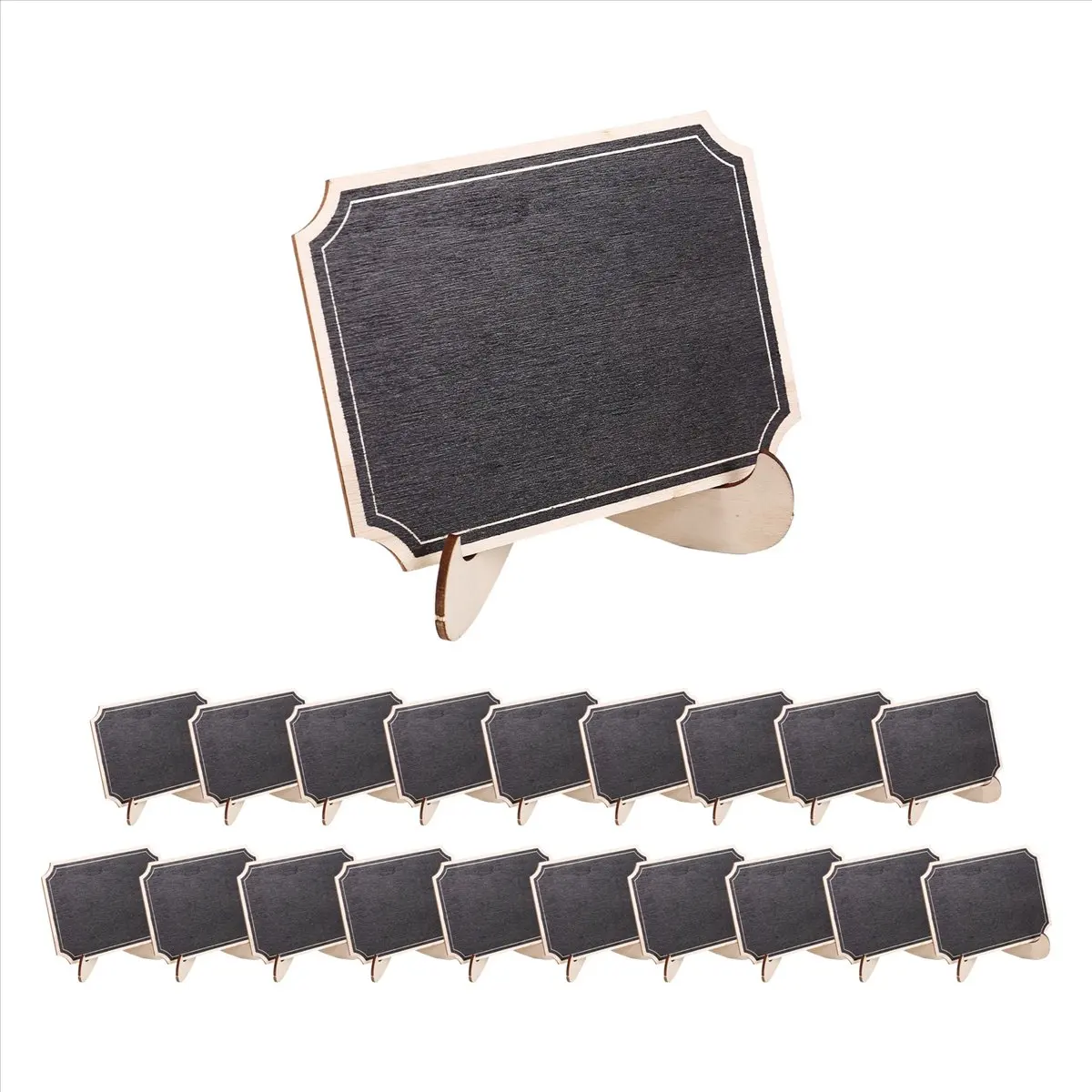 A72P 20 Pack Mini with Support Easels Stand,Place Cards Small Rectangle Little Wood Blackboard for Weddings Birthday Parties Foo