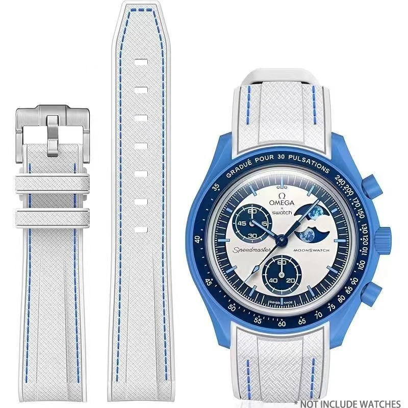 

Fit omg X Swatch Joint MoonSwatch 20mm Rubber Silicone Watch Strap For Speedmaster Water Ghost Diving Watchband Arc Curved End