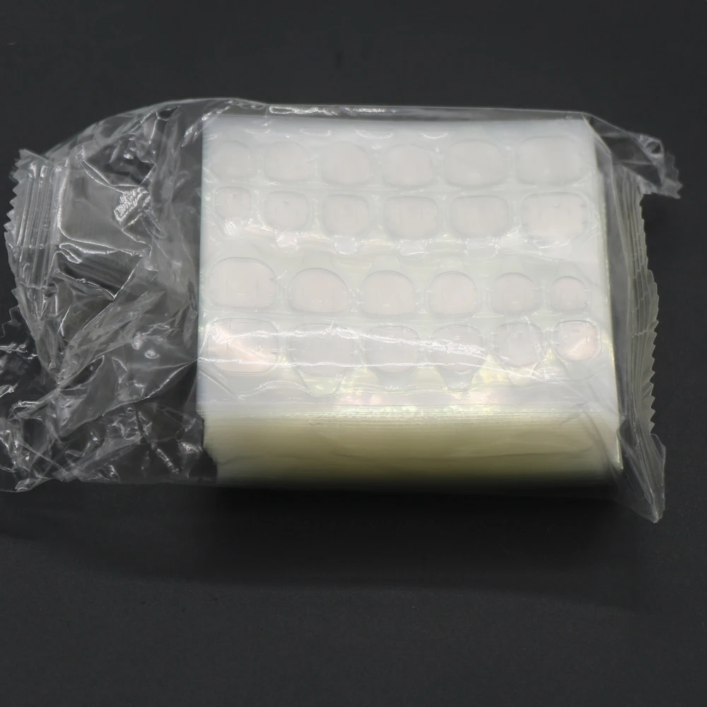 50 Blatt 24 Stück/Blatt doppelseitiges falsches Nagelkunst-Klebeband, Kleber, Gelee, transparent, wasserfest, Tabs für Nägel