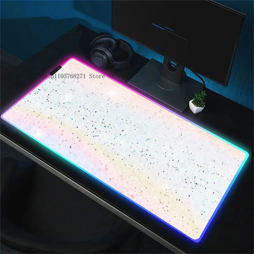 Elegante glitter en textuur muismat XXL RGB gaming muismatten HD zwarte gameraccessoires grote LED