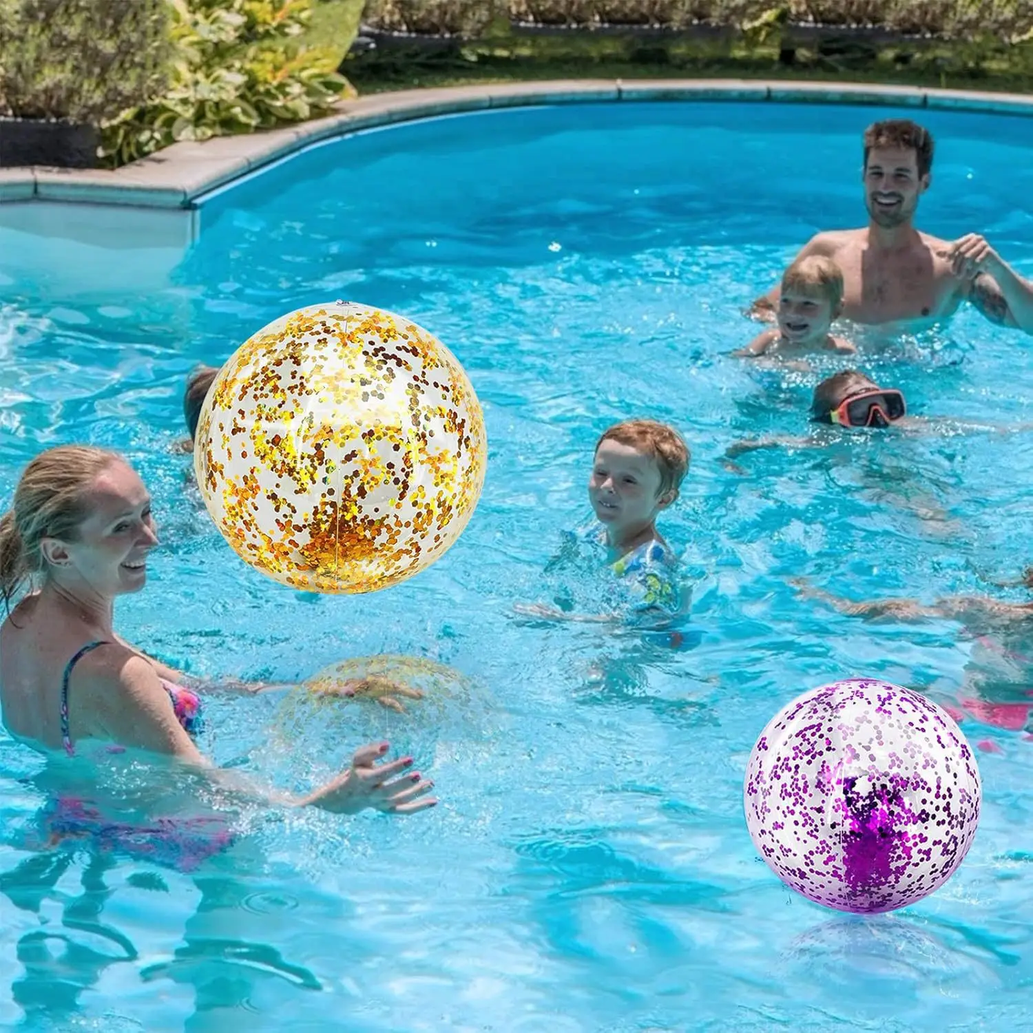 40cm PVC Sequins Beach Ball Inflatable Football/Basketball/ Six-colour Ball Beach Ball Swimming Pool Party Water Beach Toys