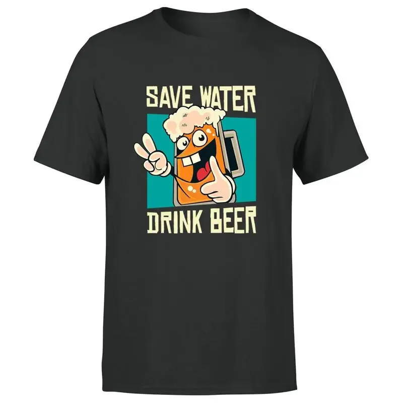 Save Water Drink Beer Mens  T shirt Funny Cartoon Saying Drinking Top