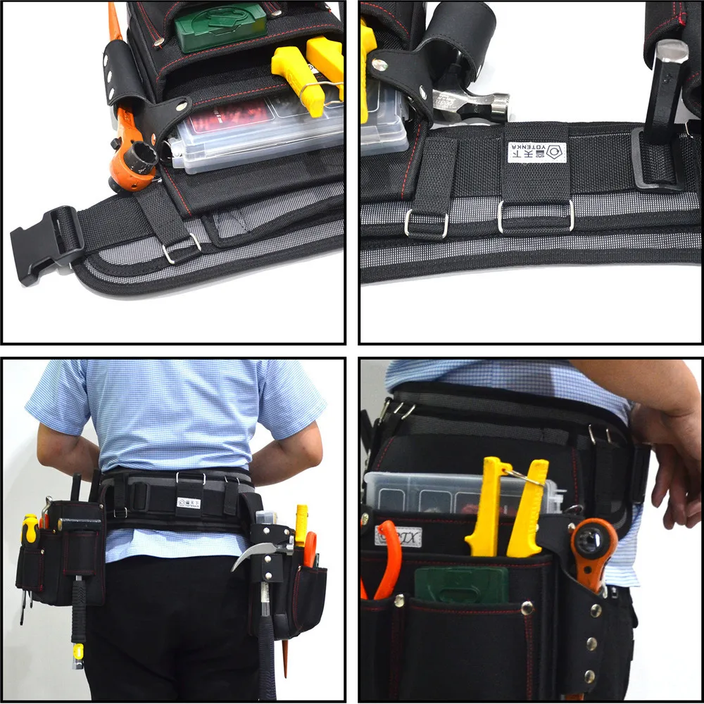 Professional Tool Belt Widened Waist ProtectorWaist Belt Suspension Tool Belt Pouch Electrician Tools Carpenters