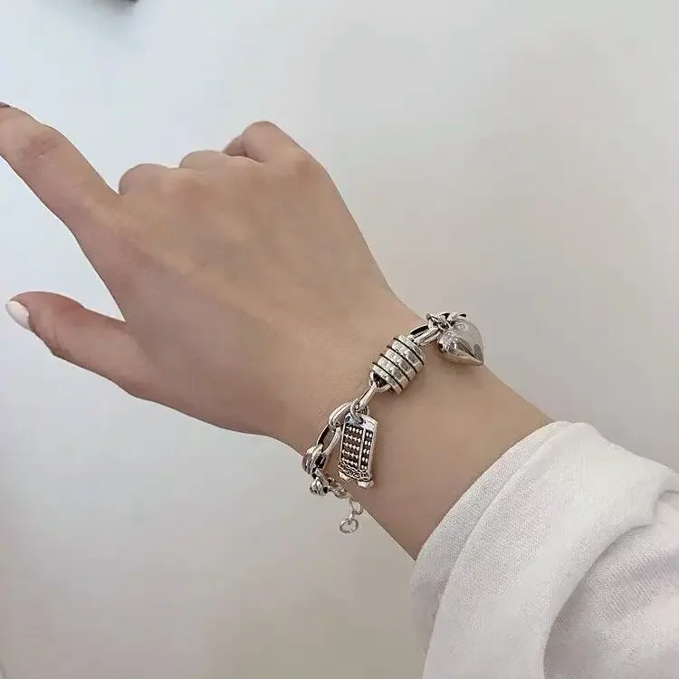 2023 Women's Bracelet Interlocking Heart-Sharp Chain Toggle Clasp Necklaces Mixed Linked Circle Necklaces for Women