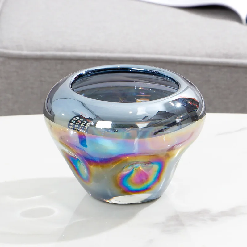 Modern glass flower arrangement flower vase ornament hydroponic vase model room living room special-shaped decoration