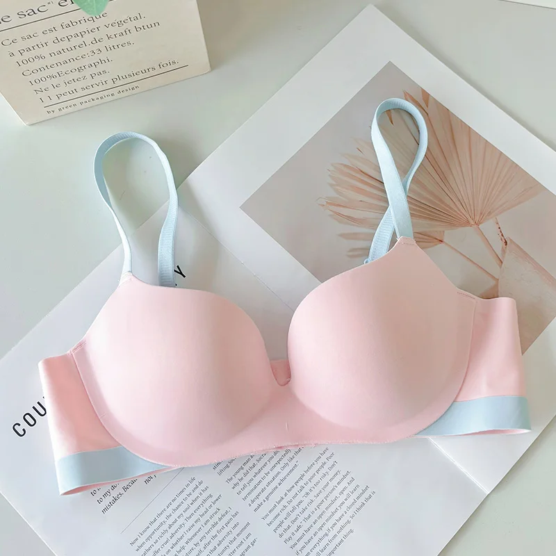 Smooth Non-marking Lingerie Women Gathered Large Comfortable Non-steel Ring Bra up to Collect Vice Anti-Sagging Breathable Bra