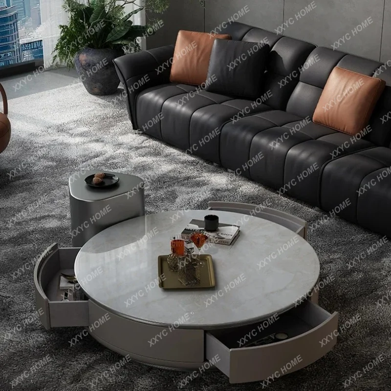 XXFactory Customization. round marble coffee table large flat living room home light luxury high sense