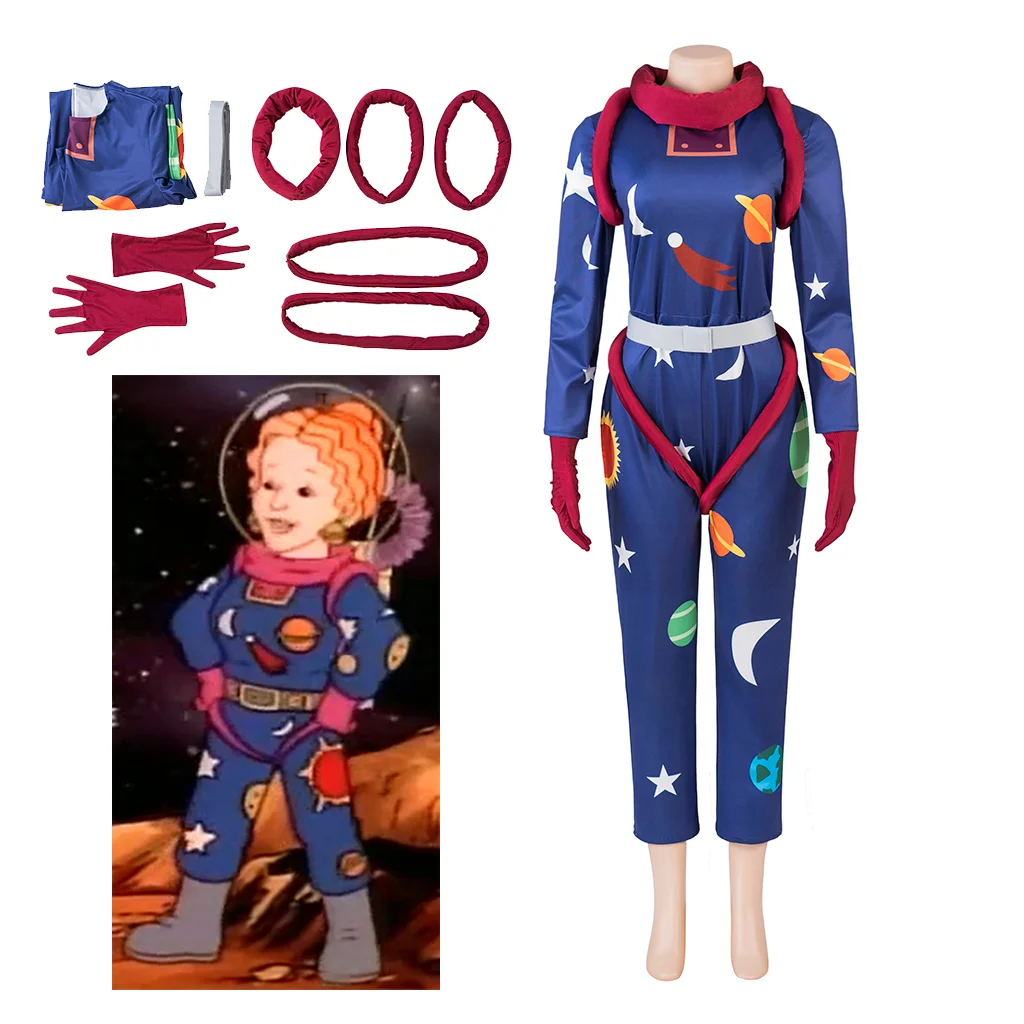 Animated The Magic School Bus Cosplay Costume Blue Space Jumpsuit Astronaut Costume Halloween Carnival Night Costume