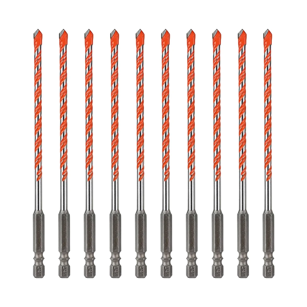 

6mm Carbide Masonry Drill Bits Set for Concrete Brick For Glass Tile and Stainless Steel 10 Piece Hex Shank Drilling Tool