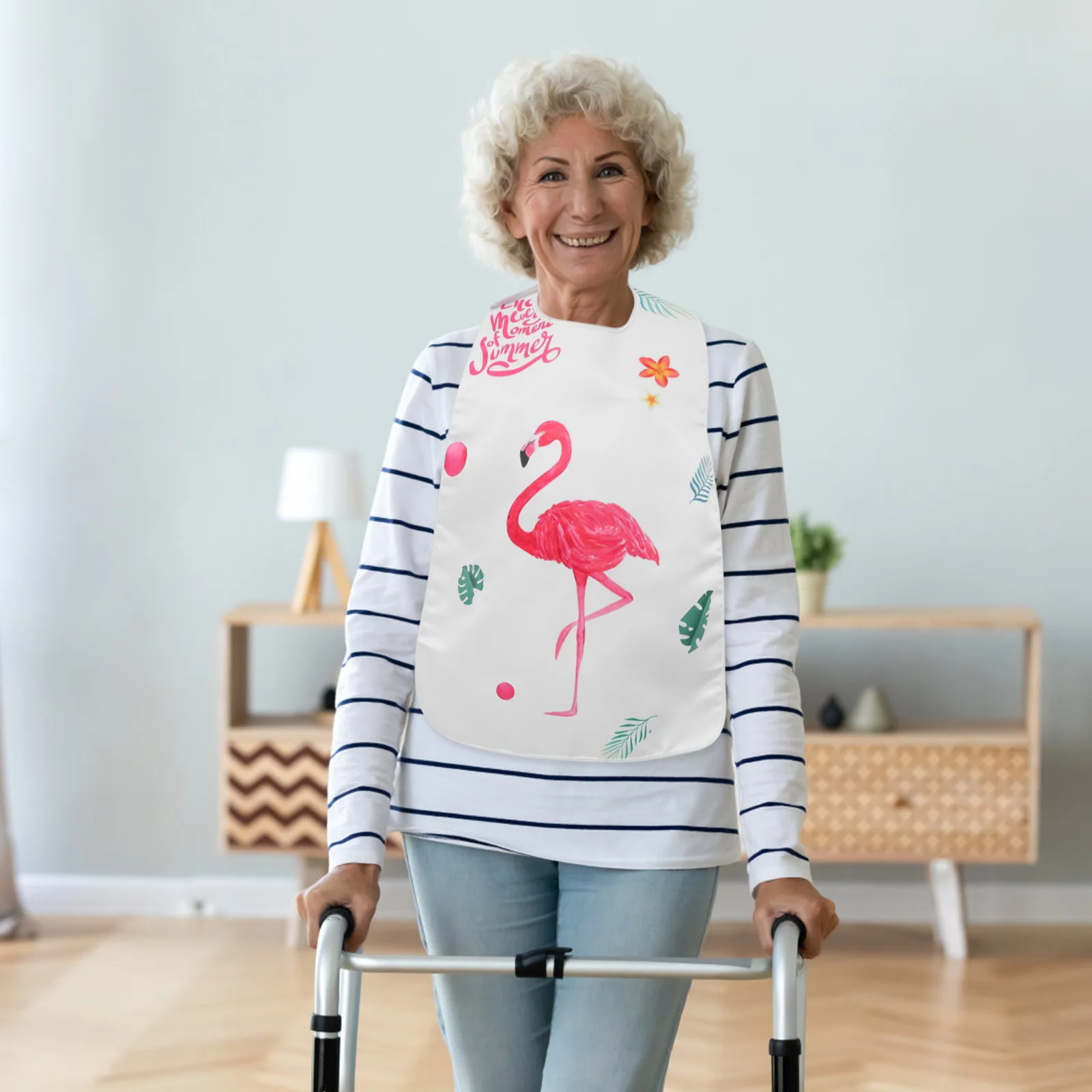 

1Pcs Adult Bib Reusable Waterproof Polyester Eating Pinafore Large Coverage Comfortable for Elderly Adult Bib Apron for Adults