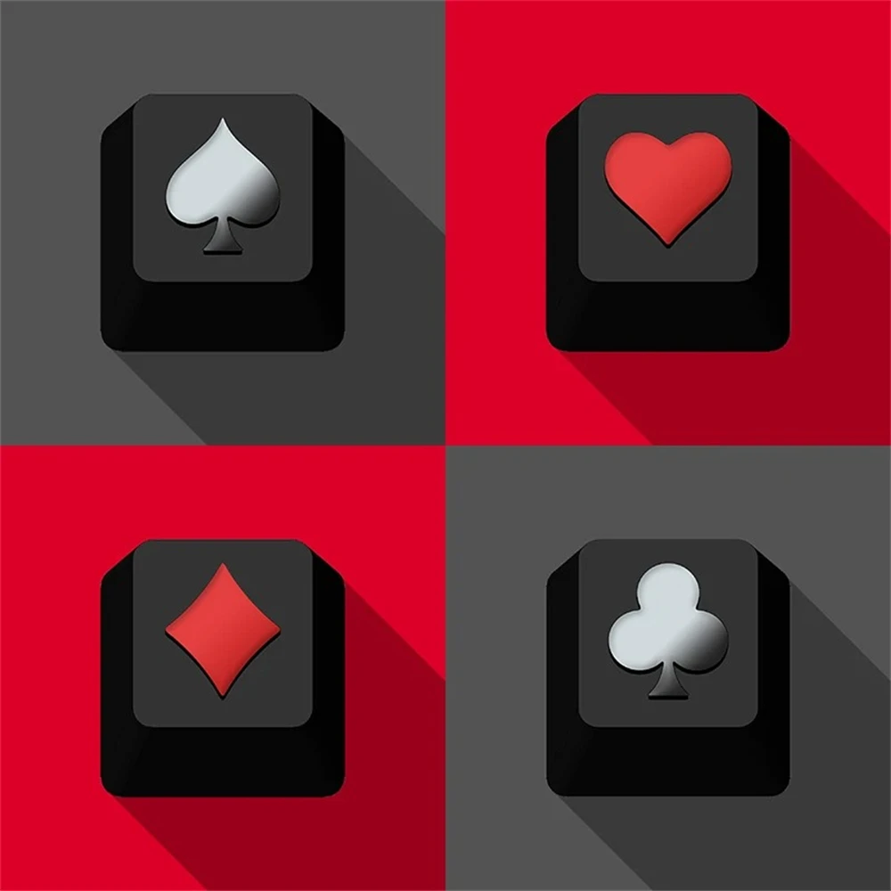 KeyStone Embossed Poker Keycap - Suit Series Metal Alloy Mechanical Keycap for Cherry MX R4 Height Premium Keycaps Set"