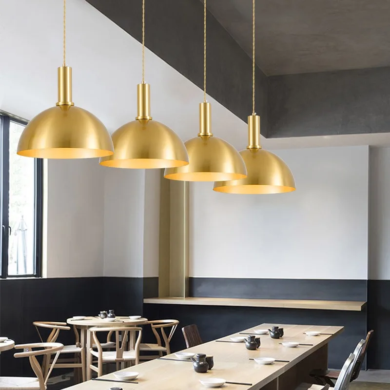 Candelabro de hierro forjado dorado de estilo Industrial americano, olla caliente moderna, decoración de habitación de restaurante, lámpara LED de ambiente