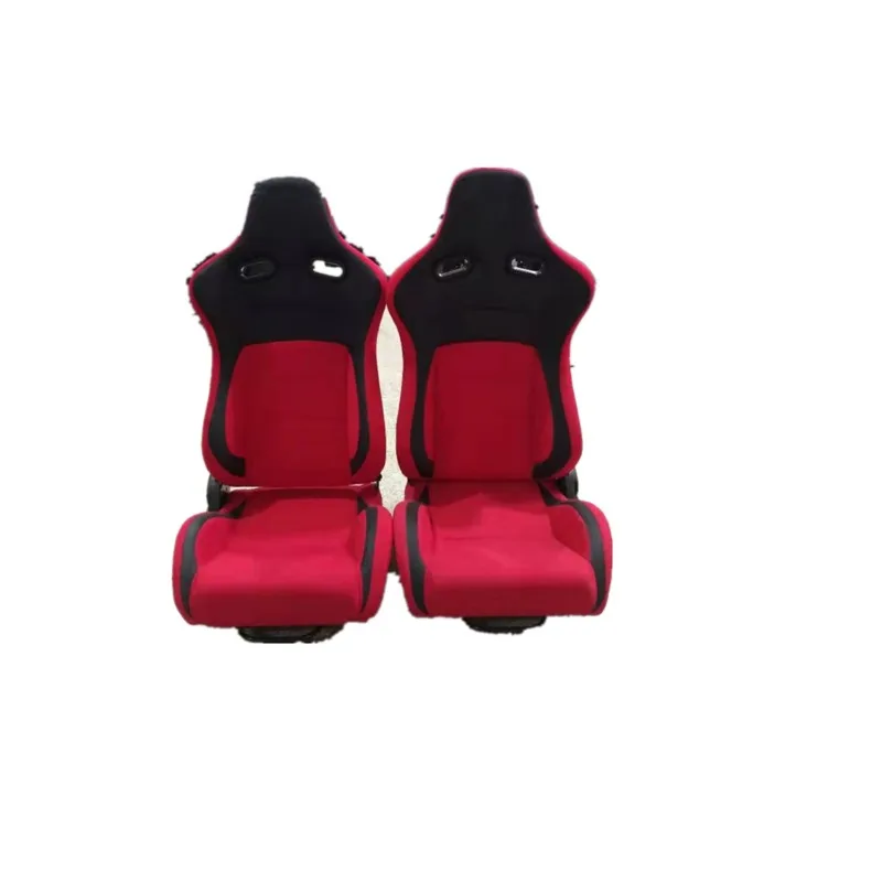 

Car seat red fabric, black PVC plus small carbon pattern with slide single regulator racing chair