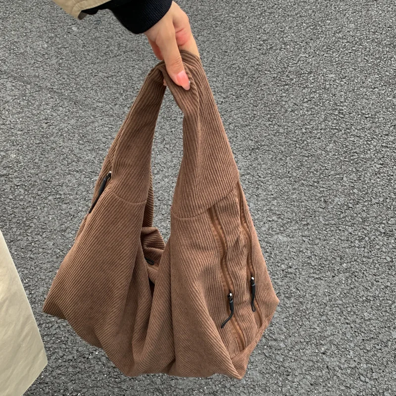 

Corduroy Large Capacity Shoulder Bag for Women Autumn Winter New Casural Versatile Retro Tote Bag Trendy Commute Solid Handbag