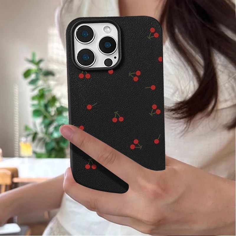 For iPhone 16e 16 15 14 13 12 Pro Max 11 Case Cute Cartoon Cherry Lichee Pattern Soft Phone Cover For iPhone 16 15 14 Plus Funda
