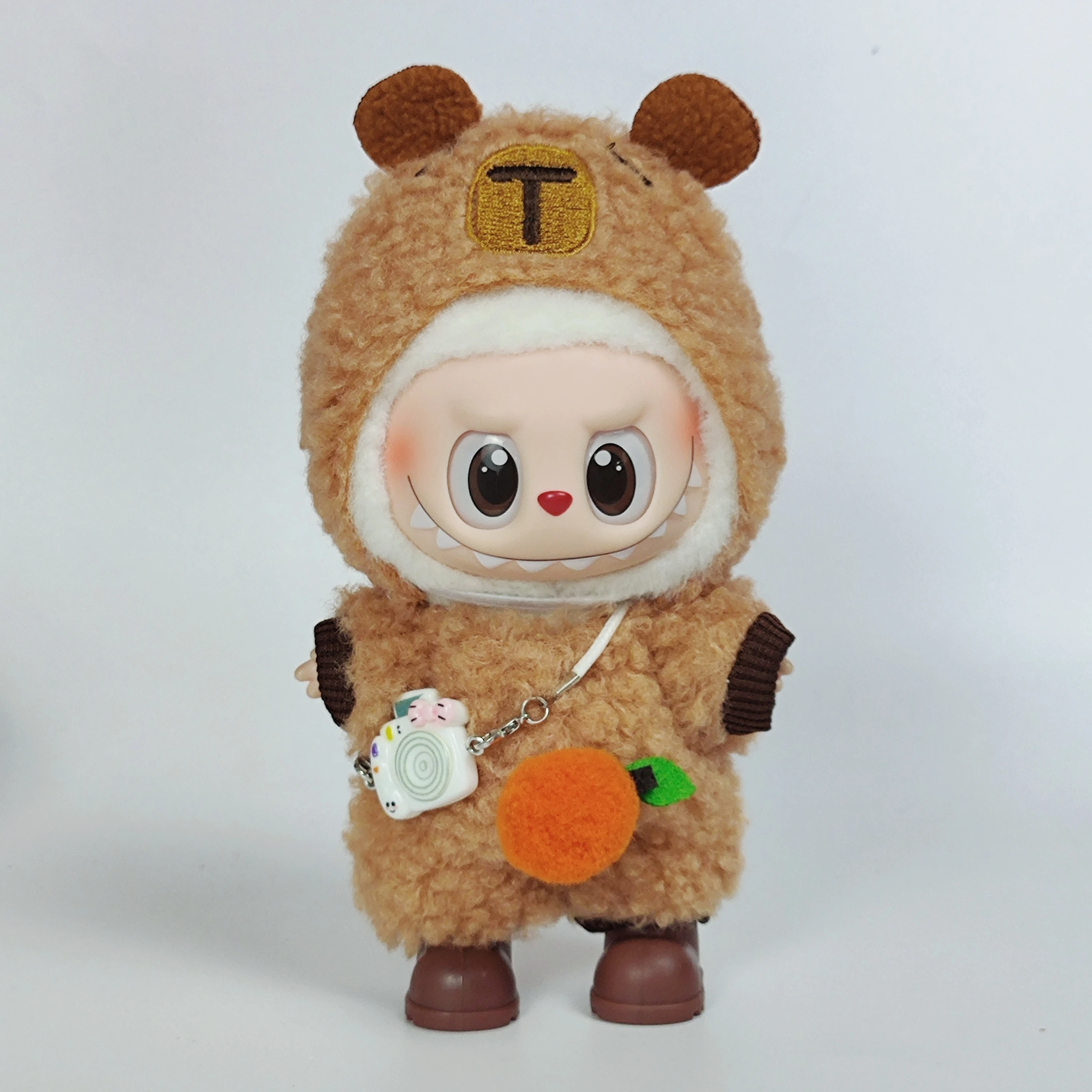 الفقرة 17 سنتيمتر labubu 3.0 bonecas acessorias لتقوم بها بنفسك roupas de boneca batimento cardíaco orelhas longas coelho peludo traje dos desenhos