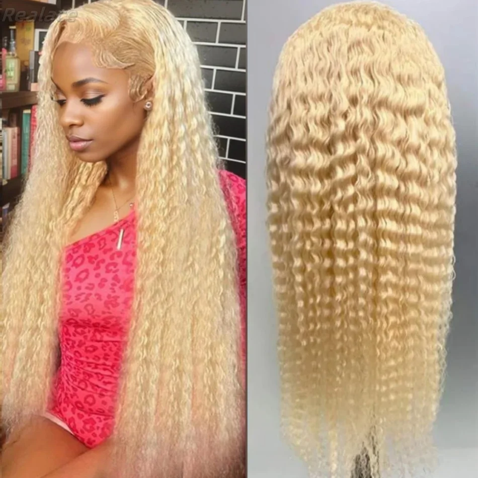 Perruque Brésilienne Bouclée, Cheveux Naturels, Blond Miel, Deep Wave, 13x6, 30 Pouces, 613 HD, Dentelle Frontale, pour Femme, en Solde