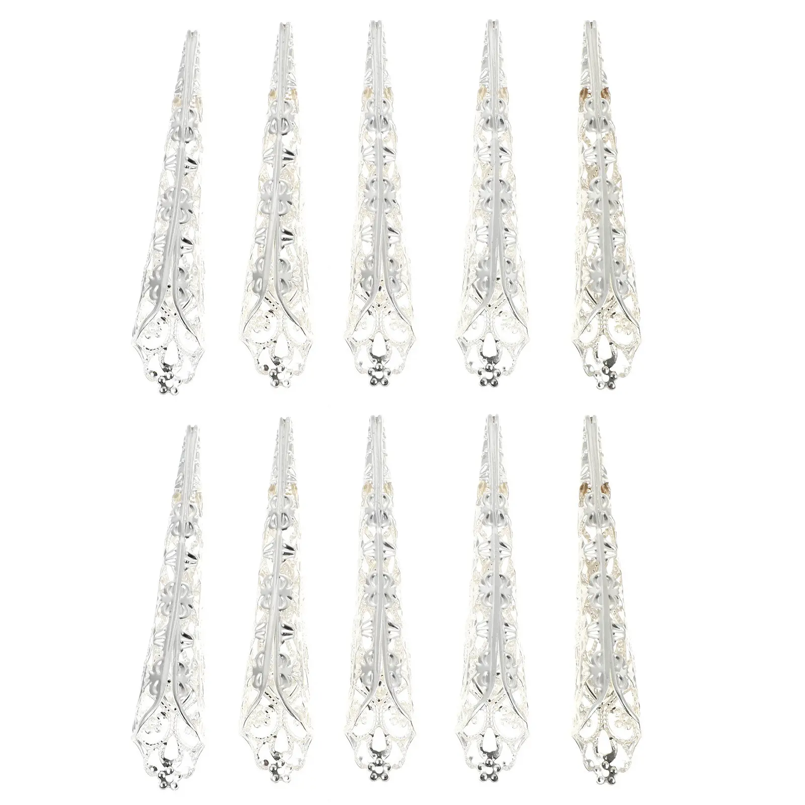 

10Pcs Hollow Out Claw Nail Rings Alloy Fingertip Protectors for Dance Costume Role Play Cosplay Accessories Finger Claw