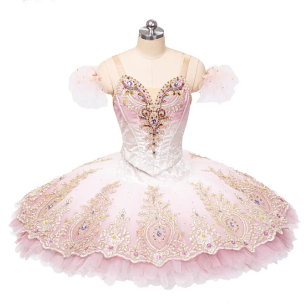 

Custom Made Gradient Pink Tulle Bell-Shaped Tutu Skirt, V-Shaped Detachable Bodice And A Bell-Shaped Tutu