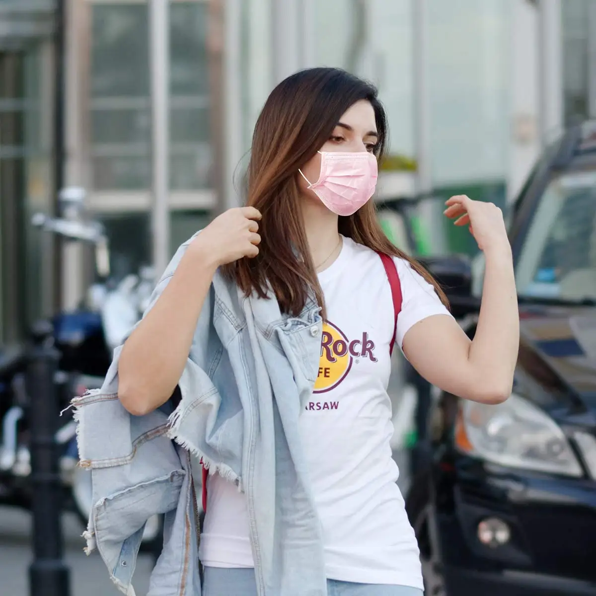 100/200 قطعة قناع الوجه الوردي 3 طبقات Filte≥95% مع حلقات الأذن المرنة ومشبك جسر الأنف قناع تنفس للمدرسة والمكتب في الهواء الطلق