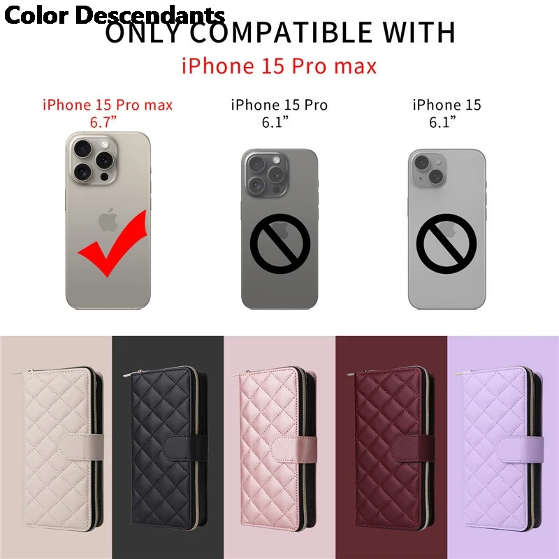 Lanyard Leather Zipper Wallet Card Phone Case for Samsung Galaxy S24 Ultra S23 Plus S22 S21 FE Crossbody Flip Cover