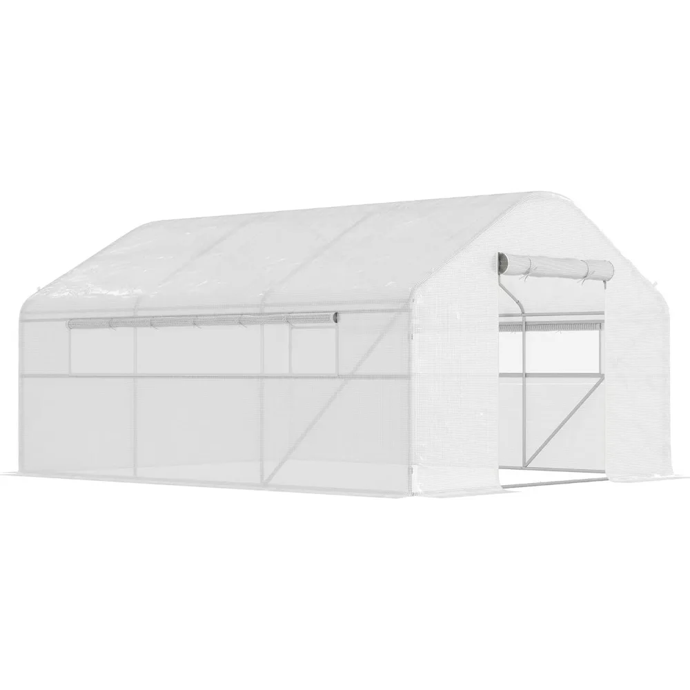 

13' x 10' x 6.5' Hoop House Greenhouse with Large Windows and Zippered Door, Large Walk-in Tunnel Green House with Upgraded