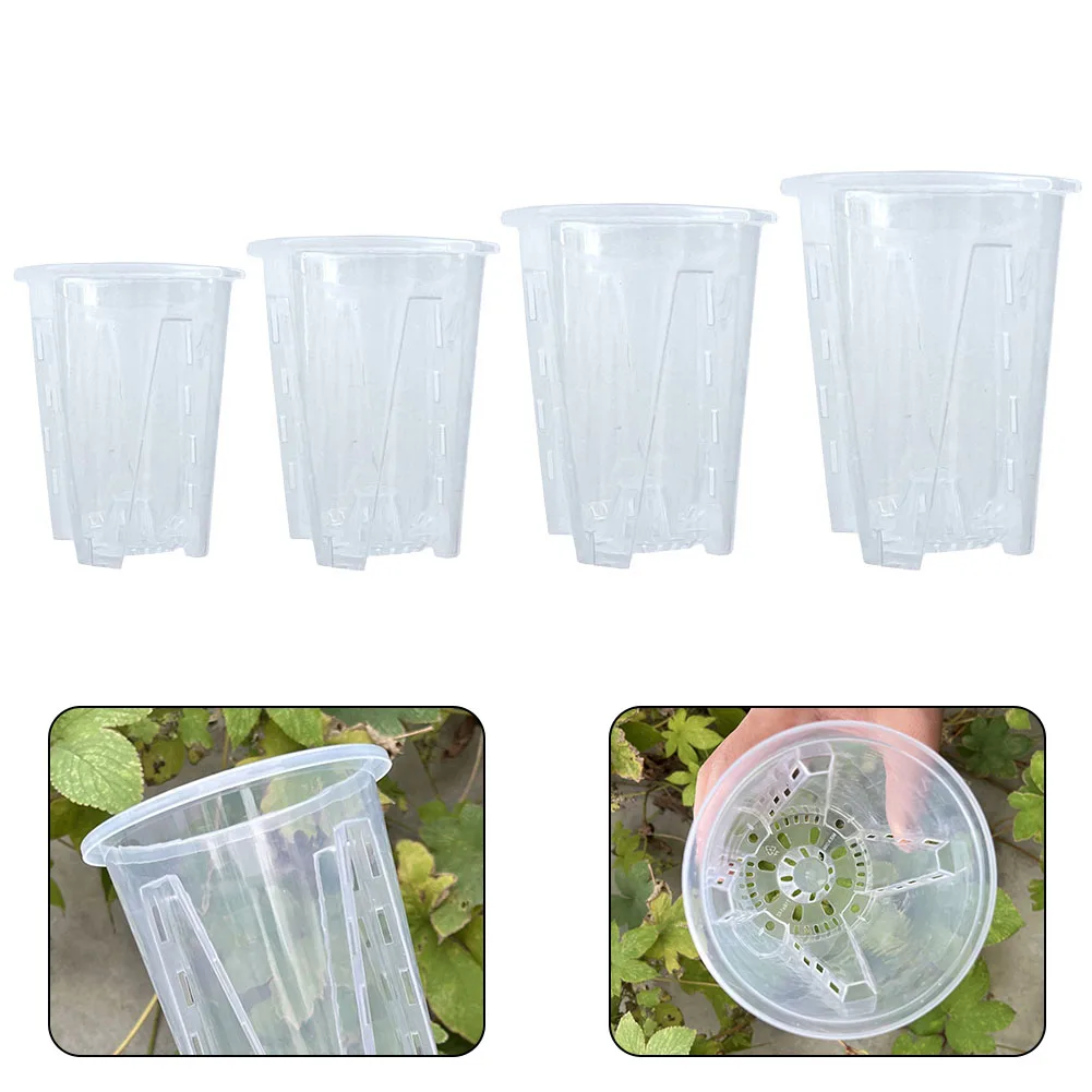 1Pc Clear Plastic Orchid Pots Breathable Orchid Planters Plant Nursery Pots For Indoor Outdoor Plants Garden Balcony Decors