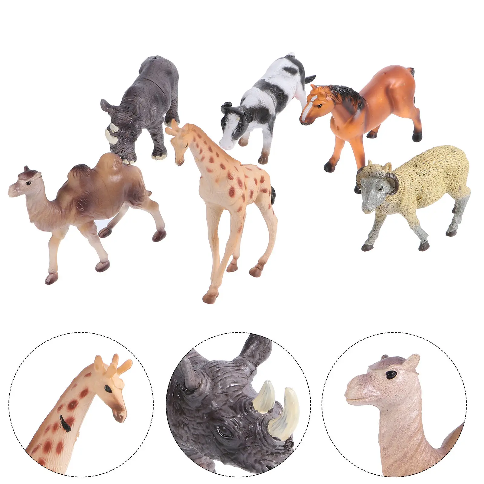 

6Pcs Animal Figure Set Adorable Cartoon Decorative Creatures Home Ornament Desk Decoration Christmas Bedroom Living Room Accent
