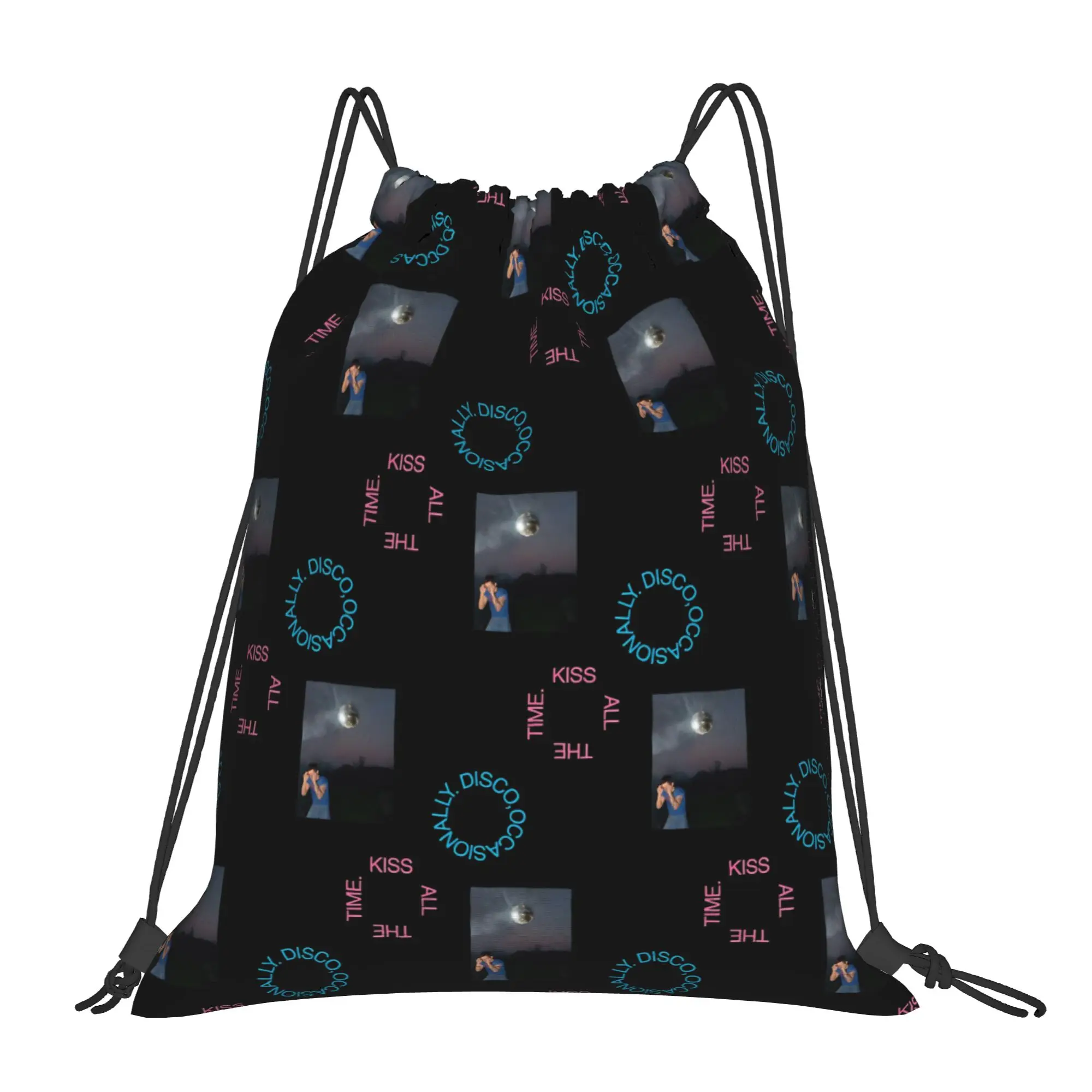 Kiss All The Time Backpack Drawstring Sports Bags Gym Bag Harrys Singer Styles String Sackpack for Exercise 36cm (W) x 43cm (H)