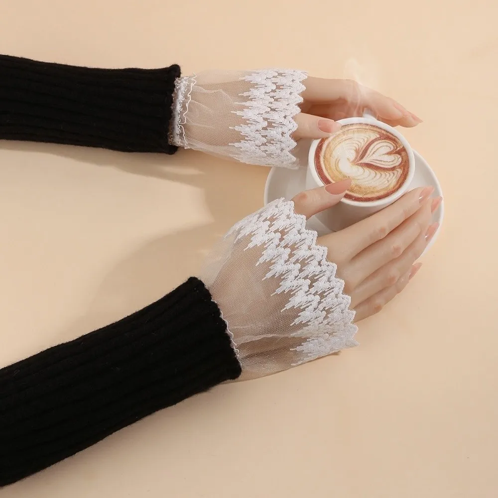 

Elastic Detachable Sleeves Cuffs Dresses Sweater Decor Costume Accessory Lace Cuffs Sun Protection Sweet Fake Sleeves