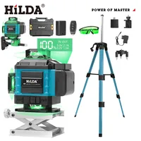 HILDA 4D 16 Line Professional Laser Level With Tripod Luggage And Sccessories 360 ° Self Leveling Horizontal Vertical Green Line