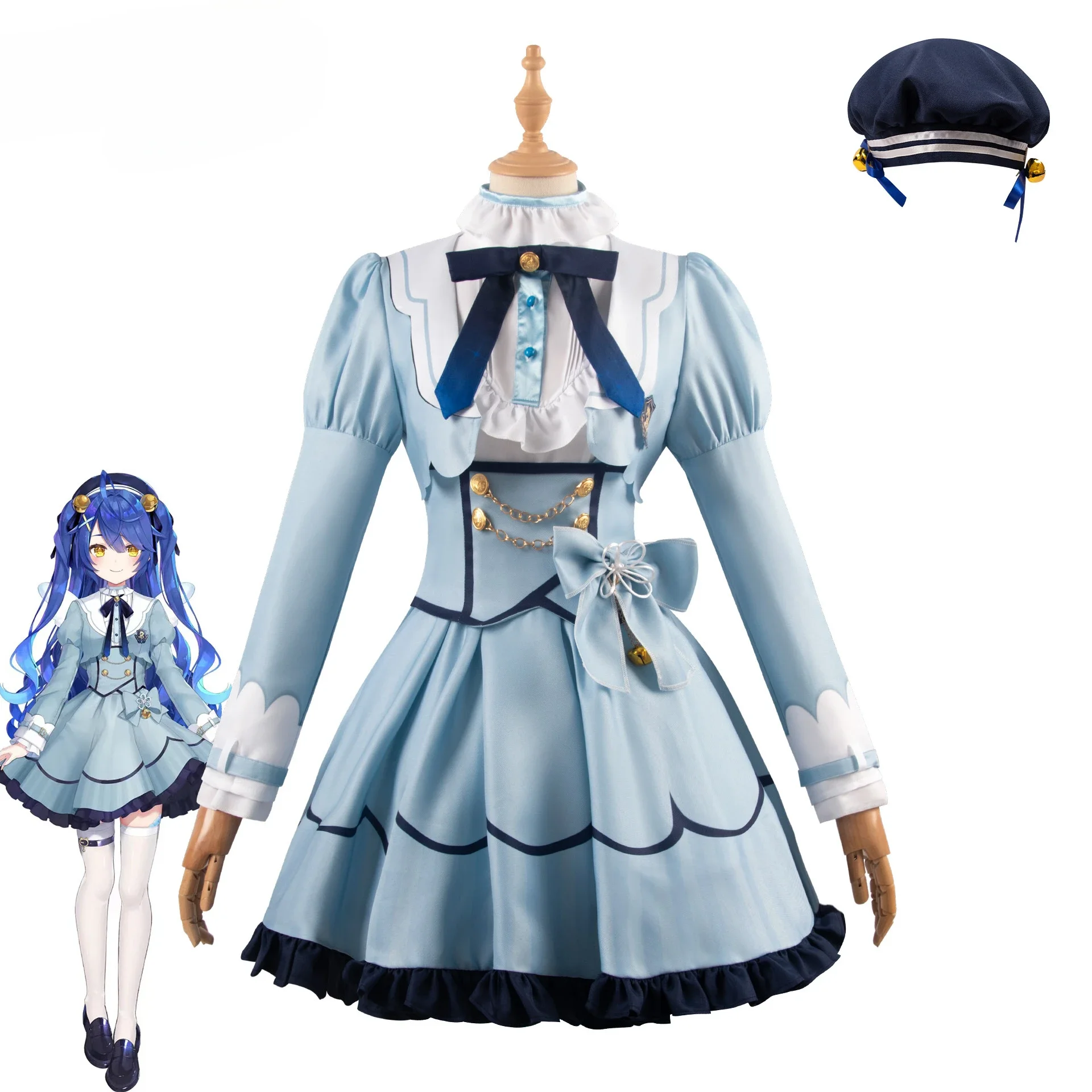 VTuber Amamiya Kokoro Anime Cosplay Costume Sweet Lovely Informal Dress Activity Party Role Play Lolita Anime Game Suits