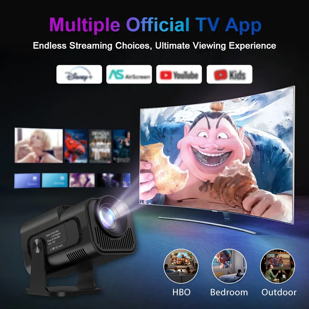 

Velec 300 Ansi HY320 Mini Projector Upgrade 4K Android 11 WiFi 6 BT 5.0 Allwinner H713 Home Outdoor Portable Camping Projector