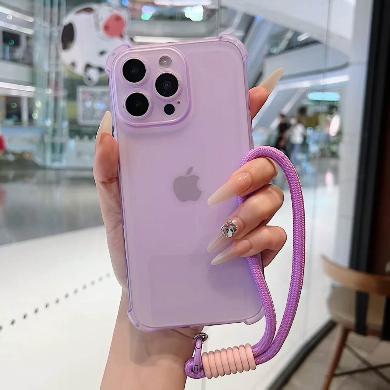 シリコン製スマホケース iPhone 16 17 Pro 13 11 15 12 14 Pro Max 17 Air ソフト 透明 リストストラップ付き ハングチェーン ランヤードカバー