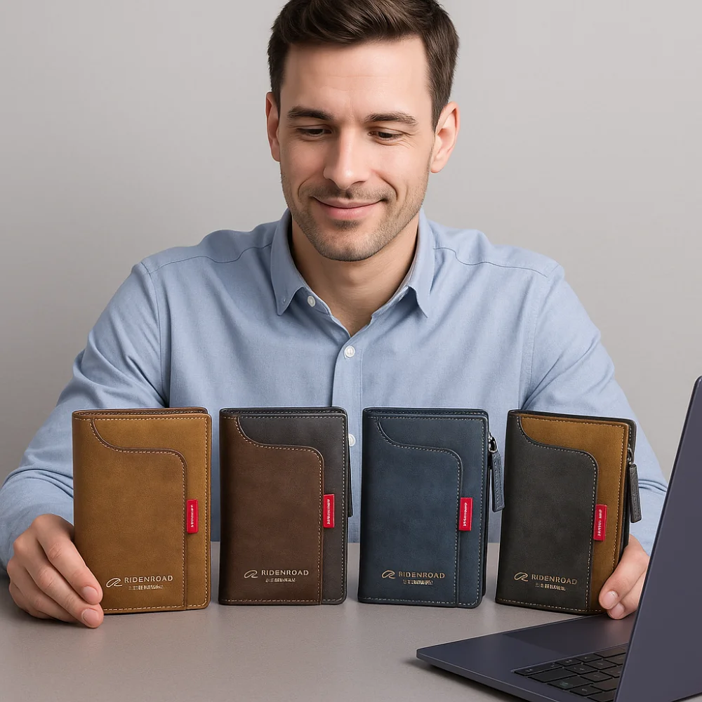 

Luxury Classic Men's Short Wallet Anti Theft Pu Leather Credit Card Holder Solid Color Zipper Closure Coin Pocket Business