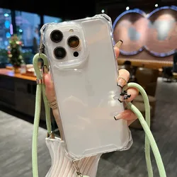 Strap Case For Samsung Galaxy A36 A16 A55 A17 A15 S24 FE S25 Ultra S26 Plus Clear Shockproof Crossbody Lanyard Cord Strap Cover
