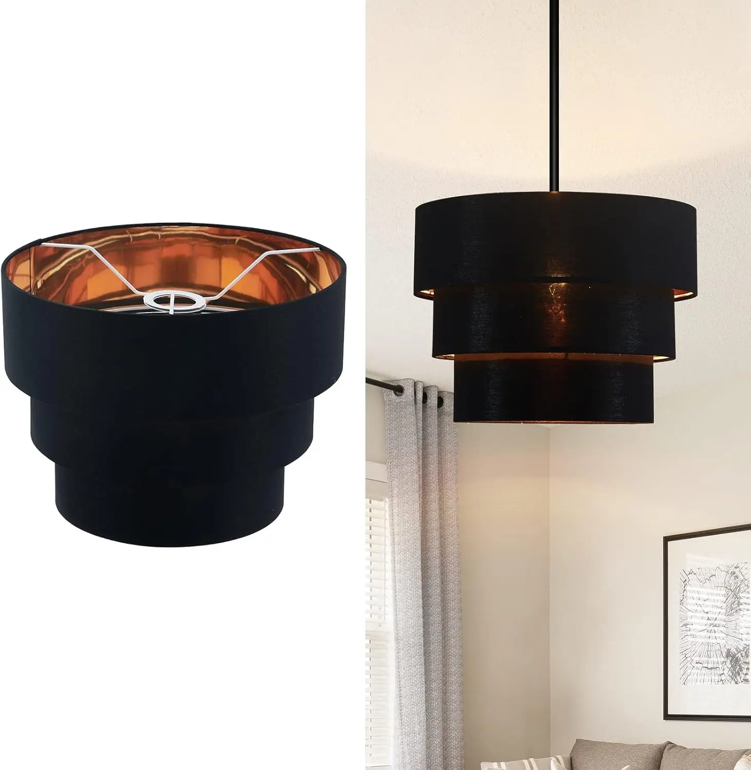 

3-tier Drum Linen Lamp Shade for Pendant Lamp Floor Lamp Chandelier Replacement Shade Clip on Bulb Classic Round Lampsha