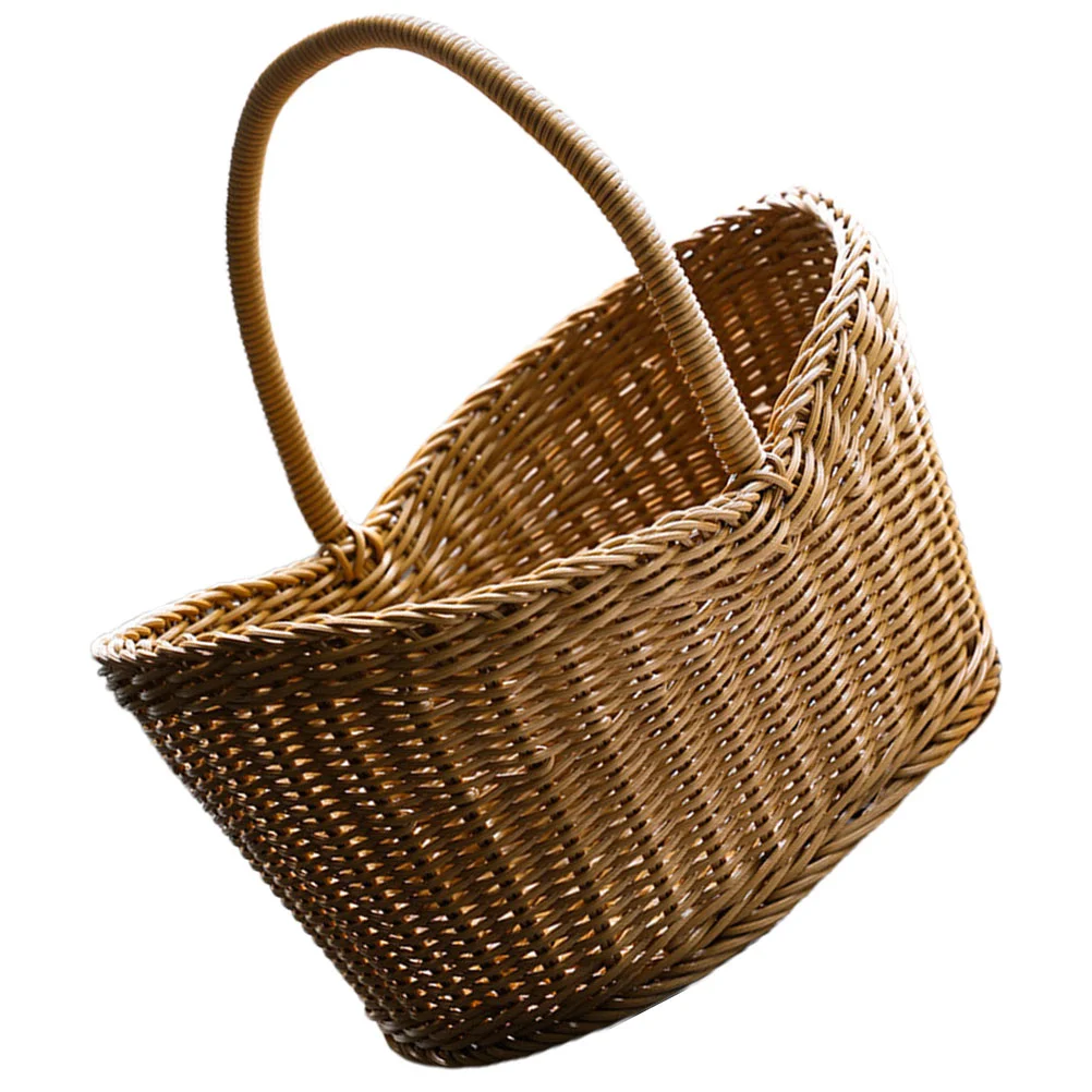 

Vegetable Rattan Shopping Basket Hanging Baskets for Plants Outdoor Wicker Plastic Decorative