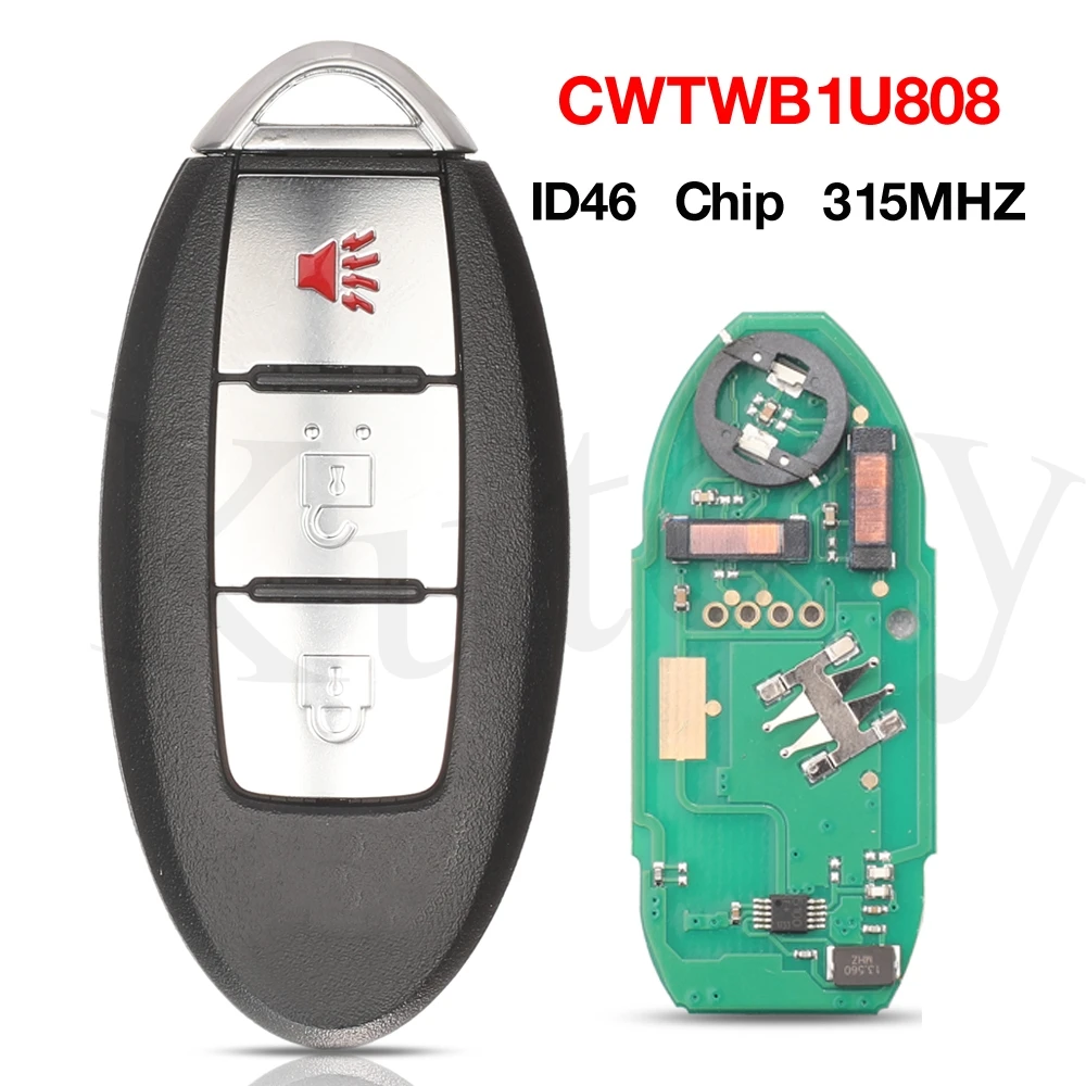 Jingyuqin CWTWB1U808 ID46 PCF7952 Chip 315MHz Kartu Pintar Remote Control Kunci Mobil untuk Nissan Juke Ques Cube Leaf Versa Note