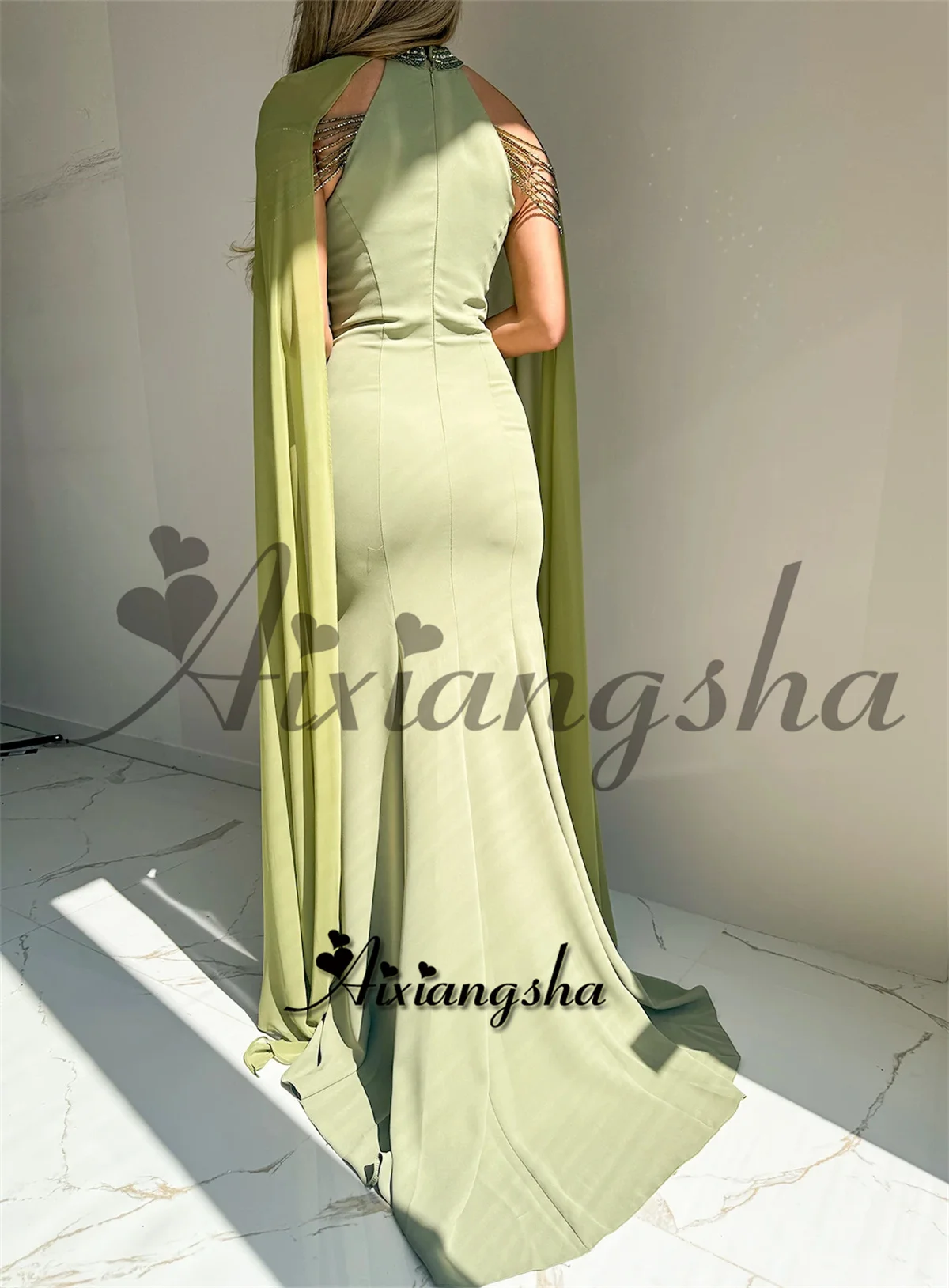 فستان Aixiangsha الفاخر للحفلات الراقصة الخرز حورية البحر برقبة عالية فساتين للمناسبات الخاصة فيستدوس دي غالا حسب الطلب