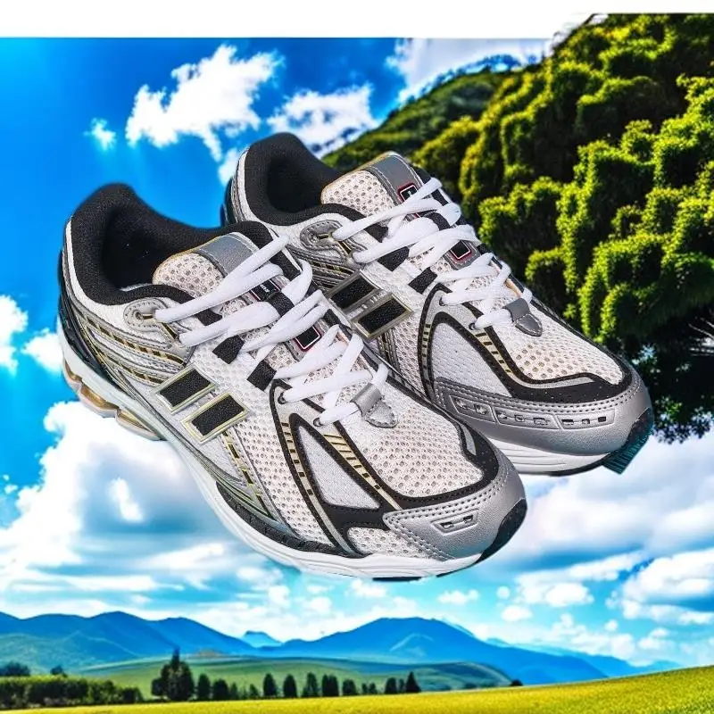 أحذية رجالية ونسائية قابلة للتنفس، طراز محارب أسود، أحذية رياضية كاجوال متعددة الاستخدامات للأب، 1906 فضي-أبيض-أصفر #5