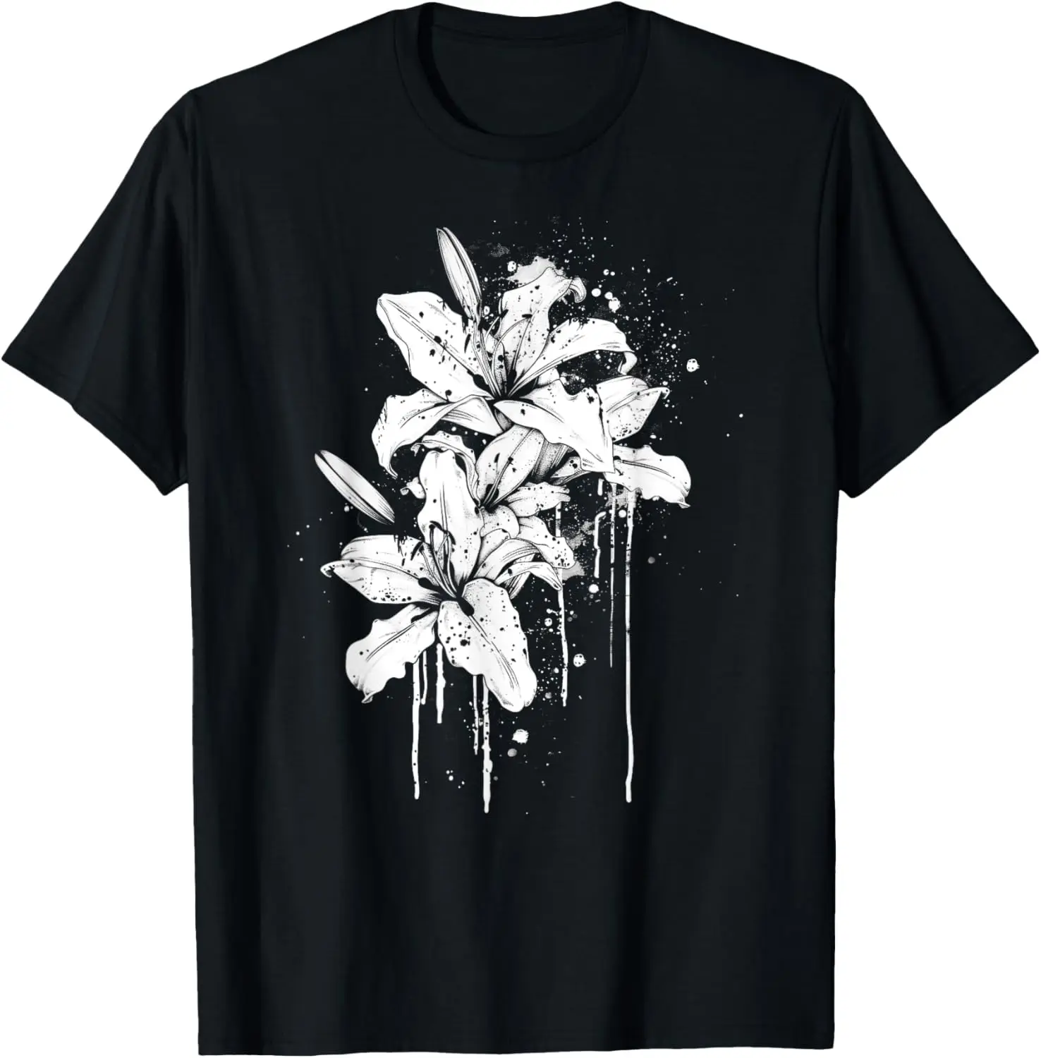 Japanese Lilly Flowers Goth Floral art Lily T-Shirt