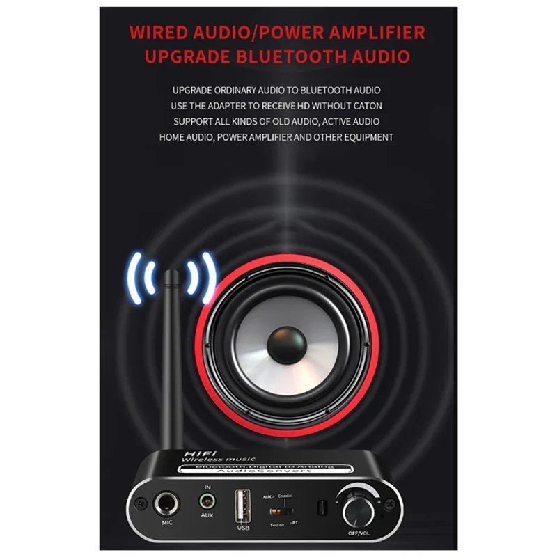 Eccellente ricevitore audio Bluetooth Microfono USB senza perdita Adattatore di conversione musicale digitale-analogica coassiale in fibra Accessorio 5.1