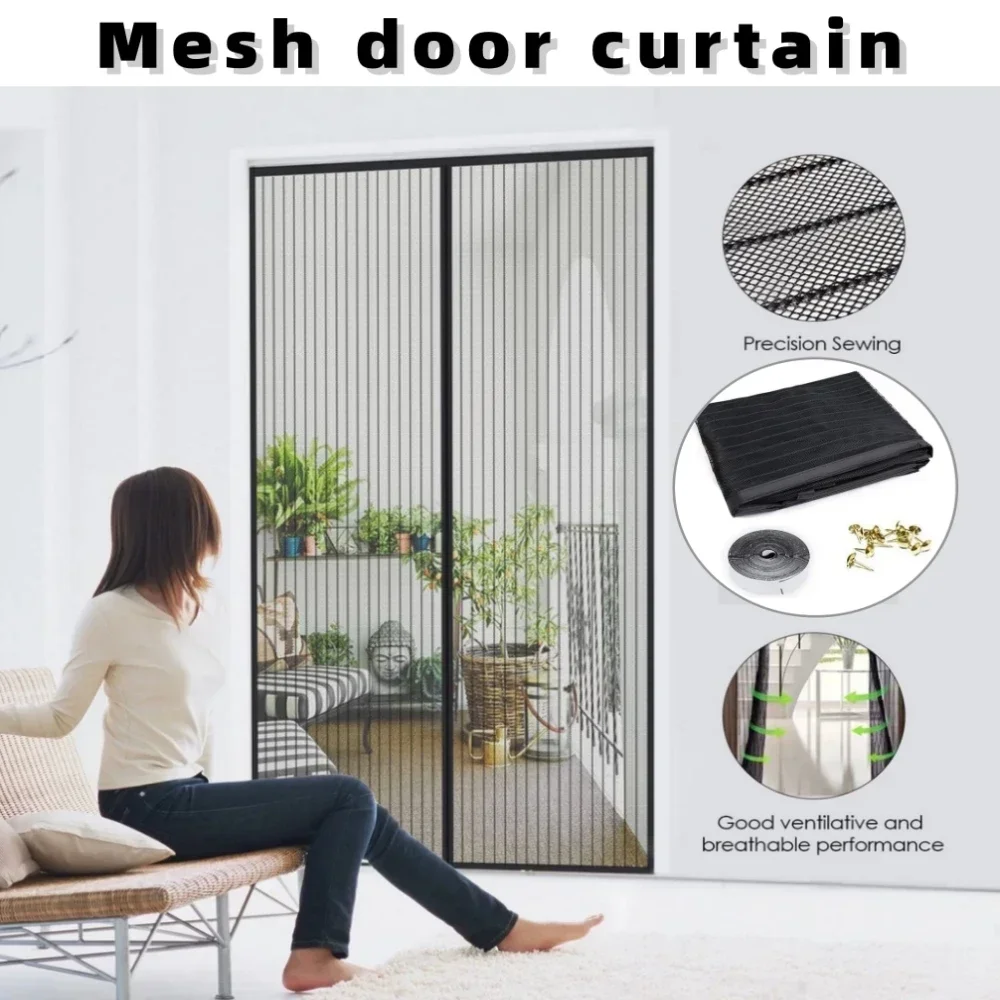 

New No Punching Magnetic Screen Door Curtain Anti Mosquito Insect Fly Bug Automatic Closing Household Ventilation Door Curtain