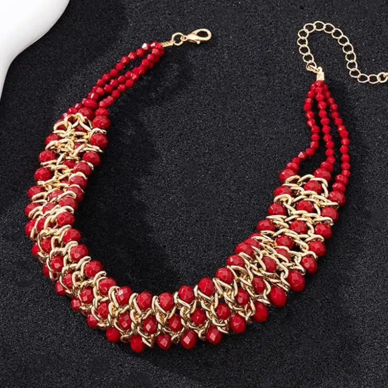☛ Collier ras du cou tressé de perles noires pour femme, idéal pour les vacances, les festivals de musique et les soirées, bijou tendance, vente chaude, cadeau de fête