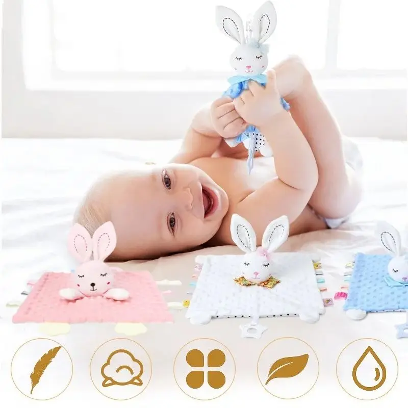 Couette en Peluche Douce avec Noms Personnalisés pour Bébé, Couverture de Sécurité pour Animal, Serviette Apaisante, Poupées de Sommeil pour Nouveau-Né